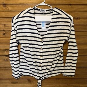 Cupshe Swimsuit Cover Up Womens Size XL White Blue Striped Lightweight Beach NEW